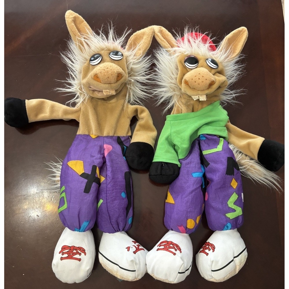 2- 1993 Charlie Horse Hand Puppet Plush Toy Lamb Chop Shari Lewis Vintage